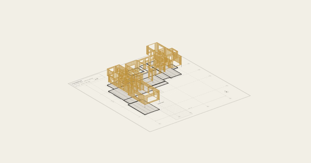 Slab and wall framing of the 4,106 sq ft one-story transitional farmhouse, plan 818220JSS